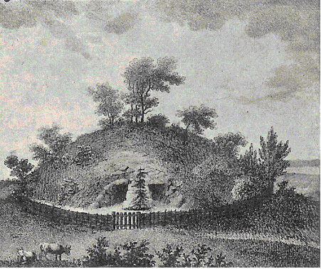 Klekkendehøj tegnet i 1822 i Pastor Paludans Mønbeskrivelse.