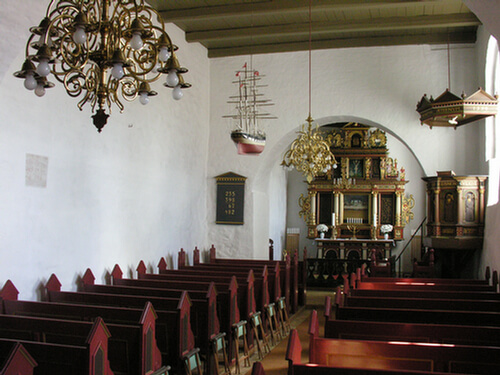 Interiør af Vorbasse kirke.